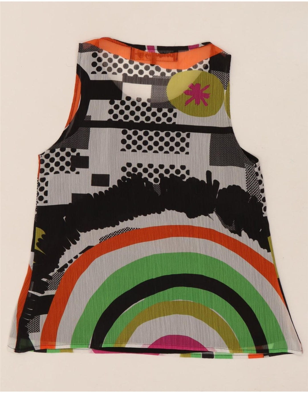 DESIGUAL Γυναικεία Γραφική Μπλούζα Τοπ UK 6 XS Πολύχρωμη Γεωμετρική