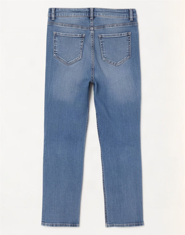 White Stuff Γυναικεία Crop Straight Jeans UK 10 Small W28 L24 Blue Cotton