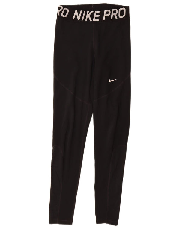 Γυναικεία γραφικά κολάν NIKE Dri Fit UK 12 μεσαίου μαύρου πολυεστέρα