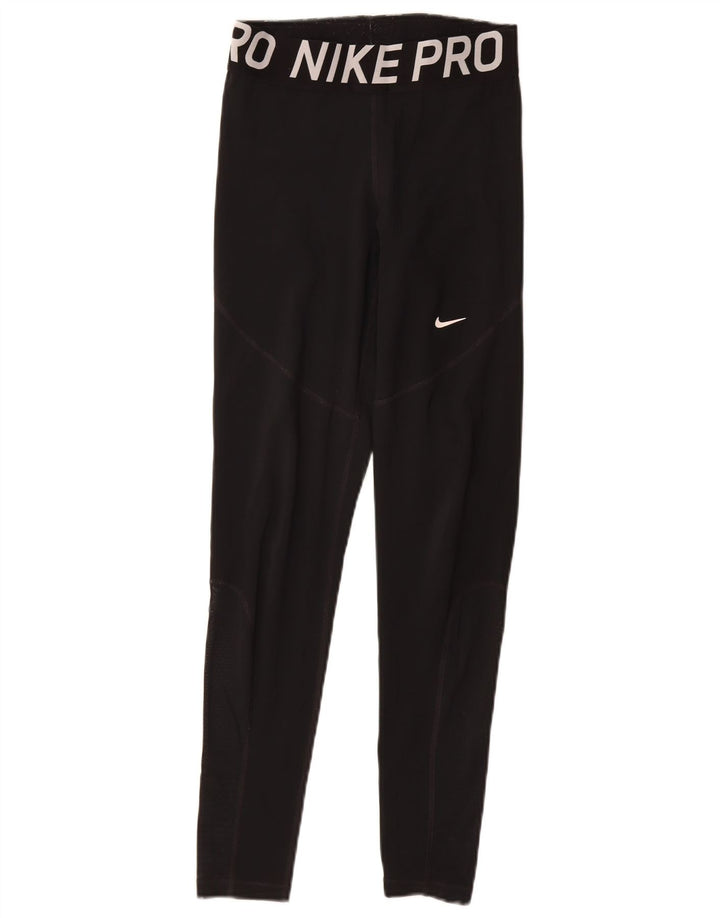Γυναικεία γραφικά κολάν NIKE Dri Fit UK 12 μεσαίου μαύρου πολυεστέρα