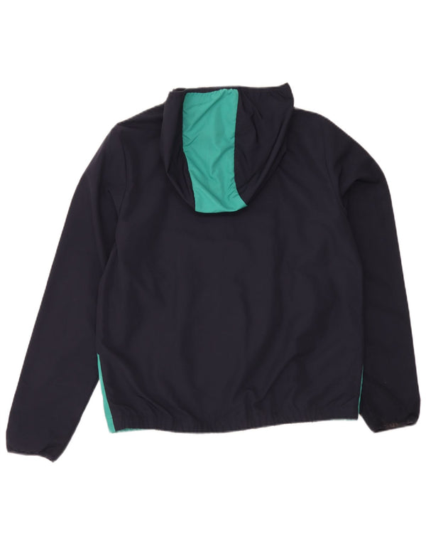 Lacoste Boys Hooded Rain Jacket 15-16 Years Navy Blue Colorblock Polyester