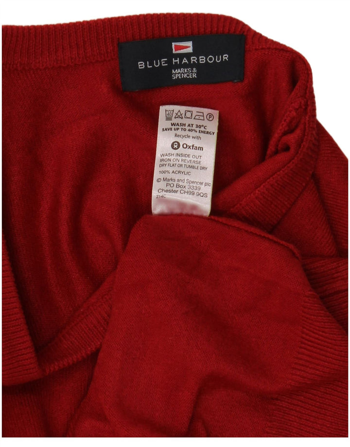 Ανδρικό πουλόβερ Marks & Spencer Μπλε Harbor με λαιμόκοψη με λαιμόκοψη με μεσαίο κόκκινο ακρυλικό