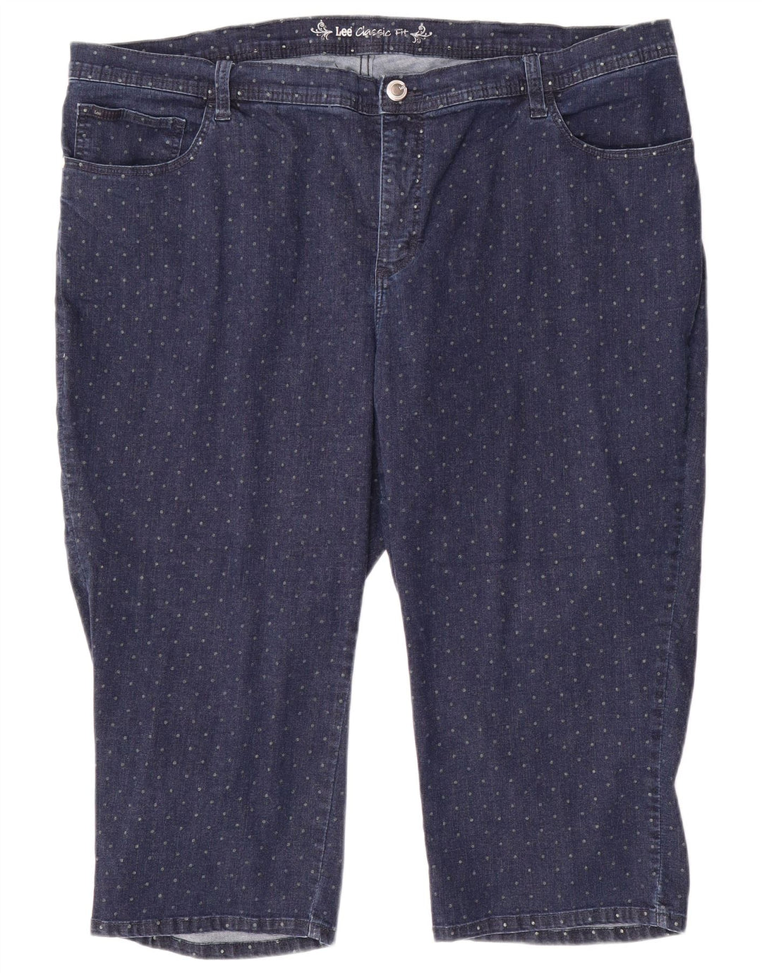 LEE Γυναικεία Κλασική Εφαρμογή Κάπρι Τζιν US 24 4XL W48 L20 Βαμβάκι με μπλε στίγματα