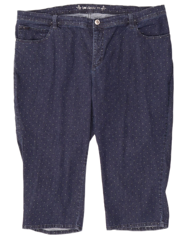 LEE Γυναικεία Κλασική Εφαρμογή Κάπρι Τζιν US 24 4XL W48 L20 Βαμβάκι με μπλε στίγματα