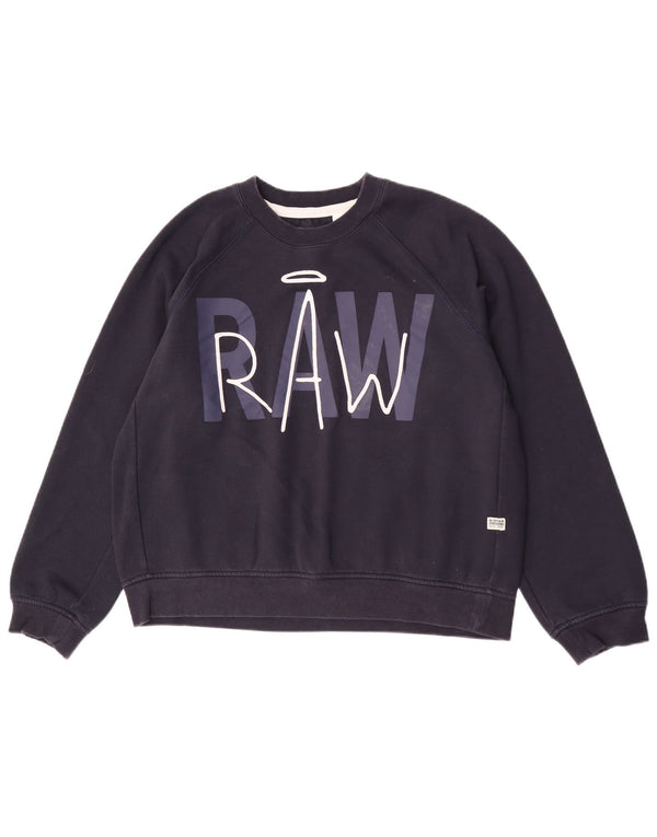 G-Star Γυναικεία ίσια γραφική φούτερ Jumper UK 20 2XL Navy Blue