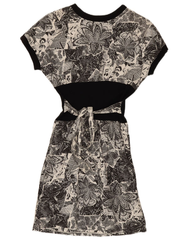 Vintage γυναικείο φόρεμα A-Line UK 12 Medium Grey Floral