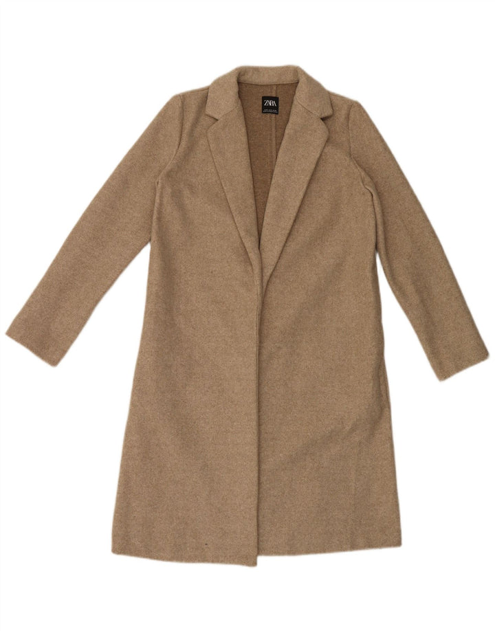 Zara Γυναικείο Ανοιχτό Πανωφόρι UK 10 Small Beige Polyester