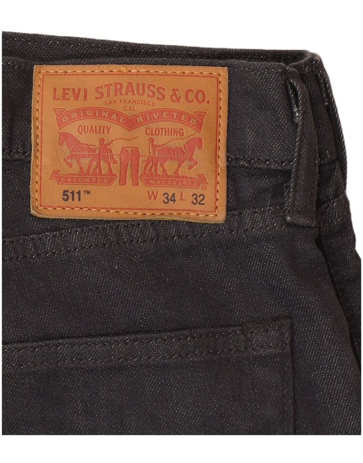 Levi's Mens 511 Slim Jeans W34 L32 Γκρι βαμβακερό