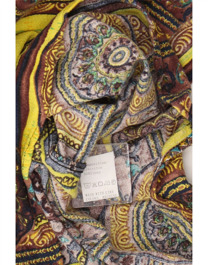 Vintage Ανδρικό κοντομάνικο πουλόβερ πουκάμισο Μεσαίο κίτρινο γεωμετρικό βαμβάκι