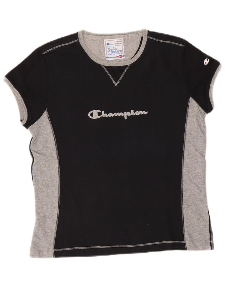 Champion Womens Heritage Classics Graphic T-Shirt Top UK 12 Medium Black