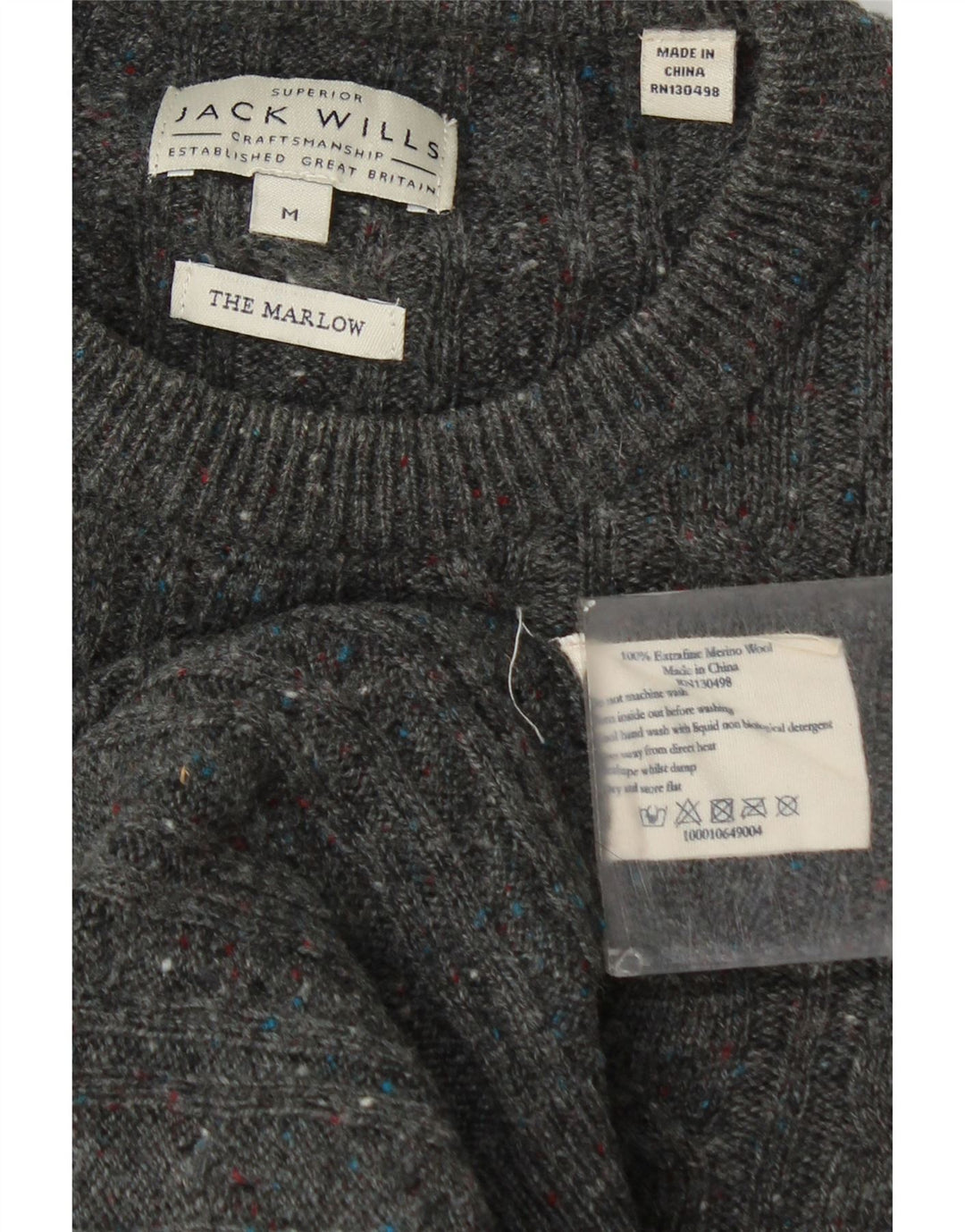 Jack Wills Ανδρικό πουλόβερ με λαιμόκοψη Marlow Crew Medium Grey Flecked