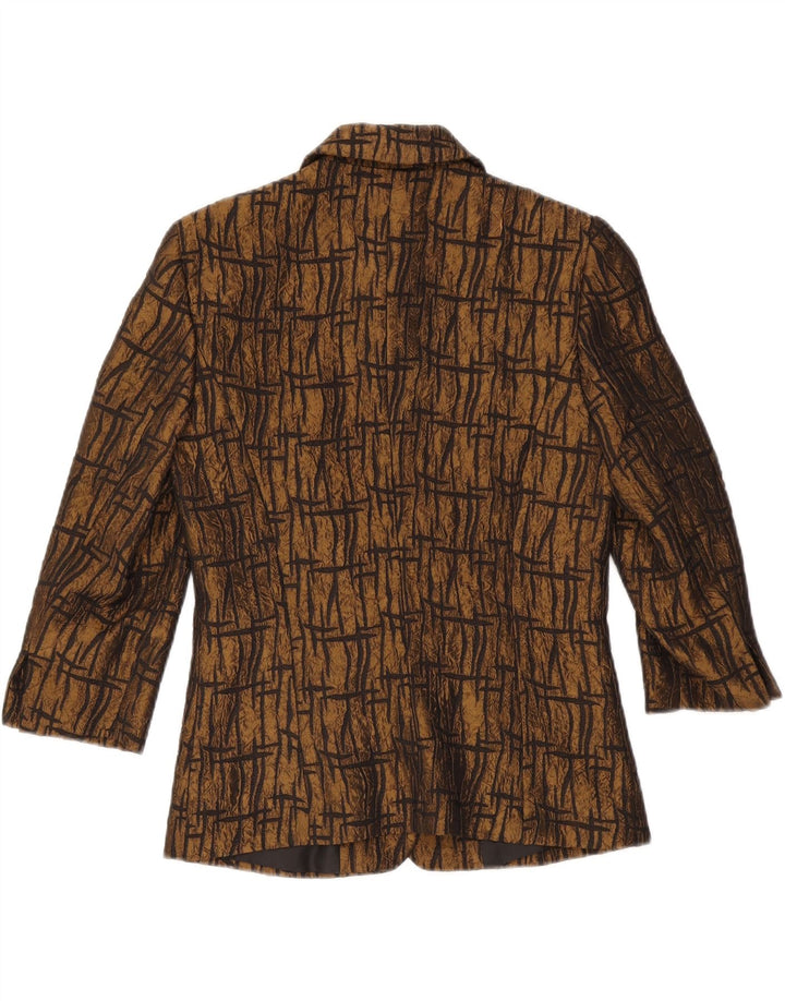 VINTAGE Γυναικείο σακάκι 3/4 μανίκι UK 10 Μικρό καφέ γεωμετρικό