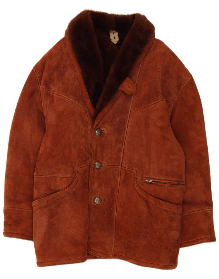 Vintage Ανδρικό Shearling Jacket UK 40 Large Brown Shearling