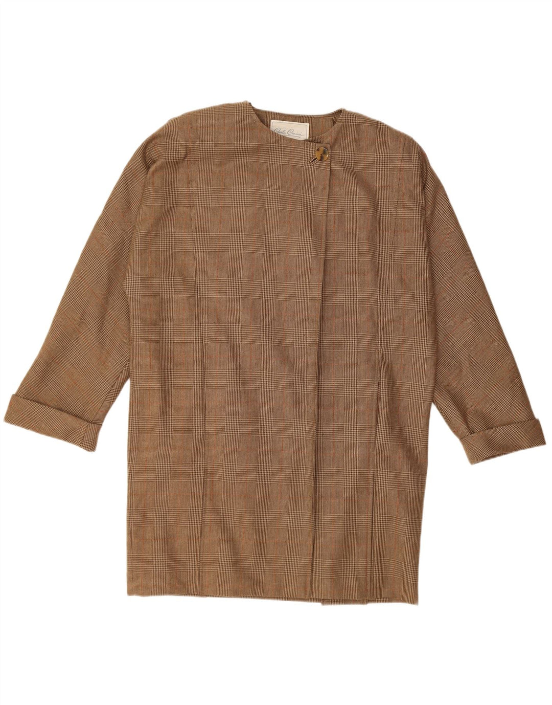CARLA CARINI Womens Oversized Overcoat UK 14 Medium Brown Houndstooth