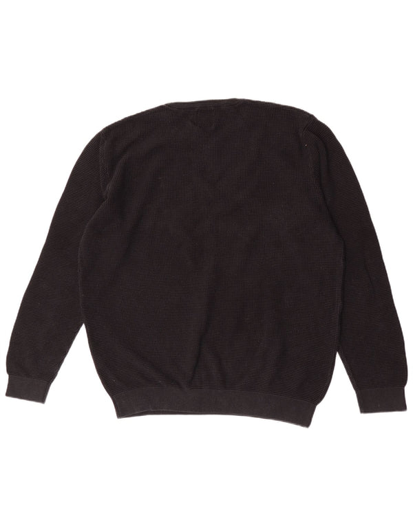 Ανδρικό πουλόβερ Zara Crew Neck Jumper Μεγάλο μαύρο βαμβακερό