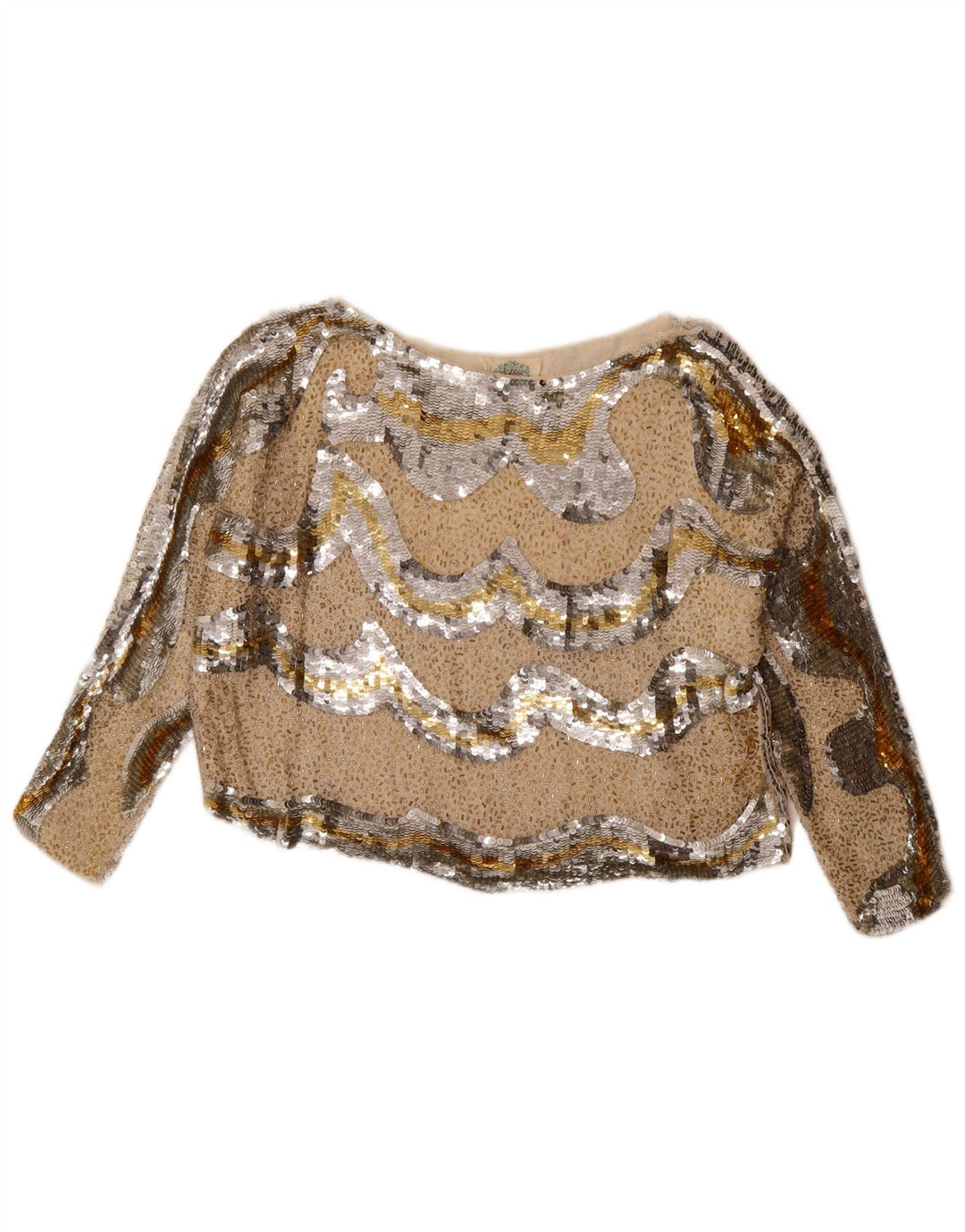 Γυναικεία Niki Line Oversized Abstract Pattern Crop Top UK 14 Medium Silver