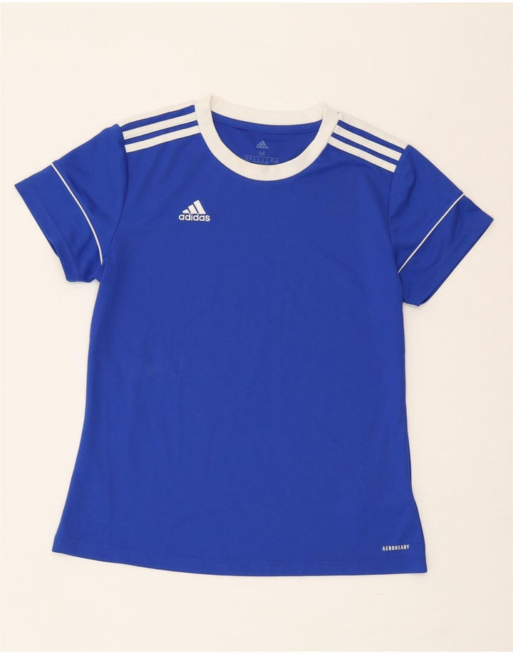 Γυναικείο T-Shirt Aeroready ADIDAS Top UK 12/14 Μεσαίο μπλε πολυεστέρας