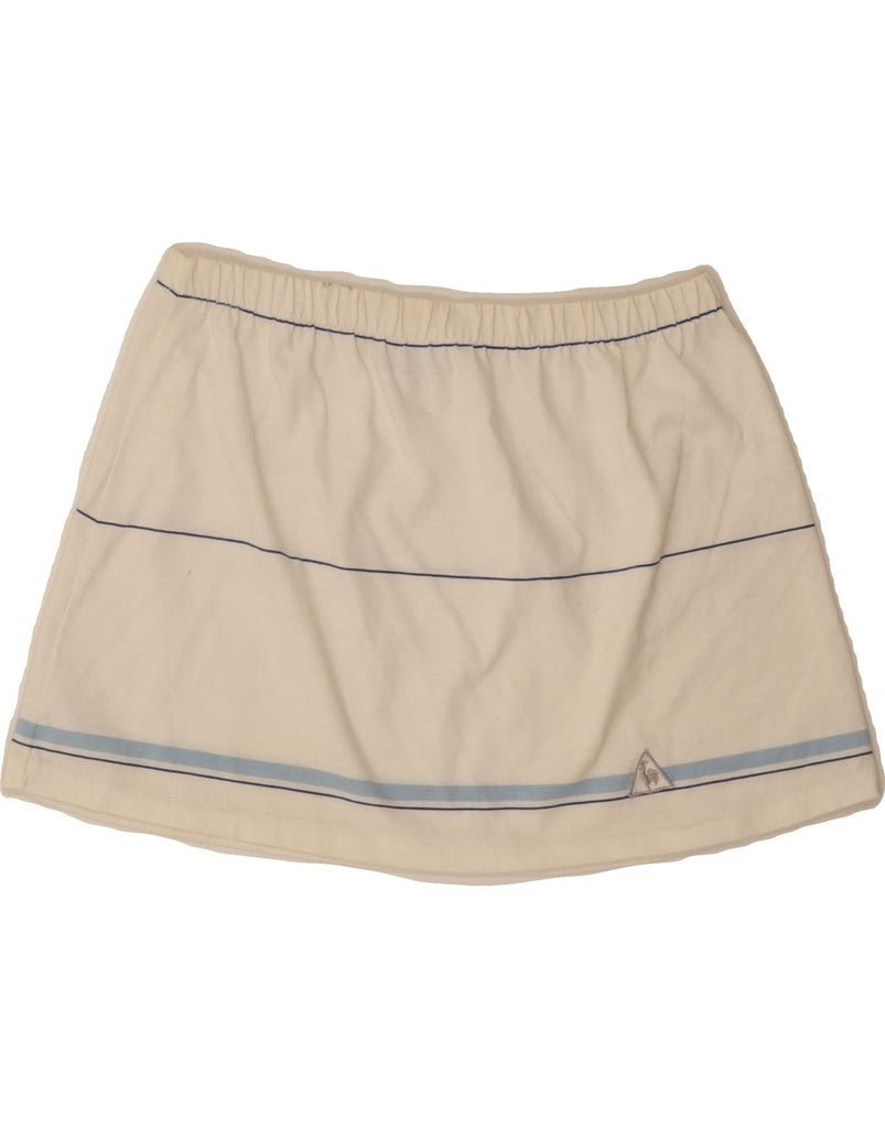 LE COQ SPORTIF Womens Tennis Skirt UK 14 Medium W28 White Striped Cotton Vintage Le Coq Sportif and Second-Hand Le Coq Sportif from Messina Hembry 