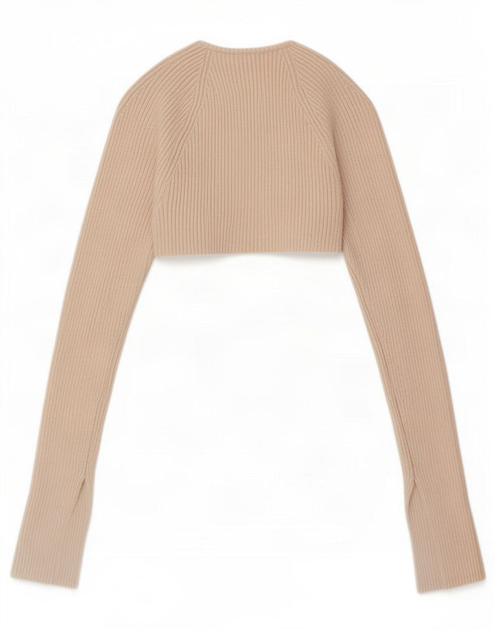 Zara Γυναικείο Bolero Top UK 8 Small Beige Viscose