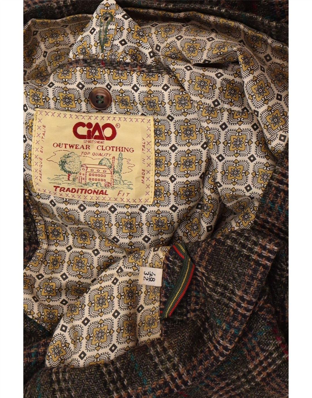 Ανδρικό Cido Traditional Fit 2 Button Blazer Jacket IT 48 Medium Khaki Check