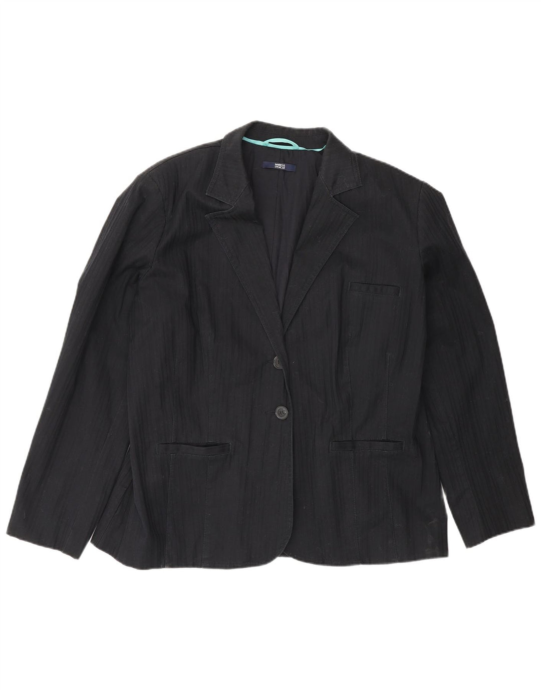 Marks & Spencer Ανδρικό μπλέιζερ με 2 κουμπιά μπουφάν UK 22 3XL μαύρο βαμβακερό