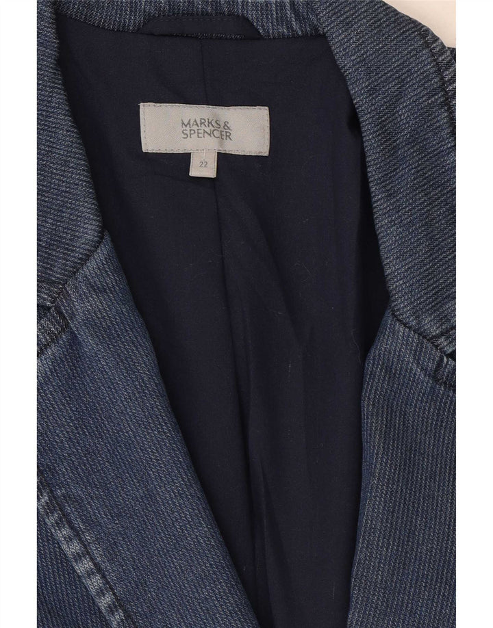 Marks & Spencer Γυναικείο μπλέιζερ με 2 κουμπιά μπουφάν UK 22 3XL Navy Blue Lyocell