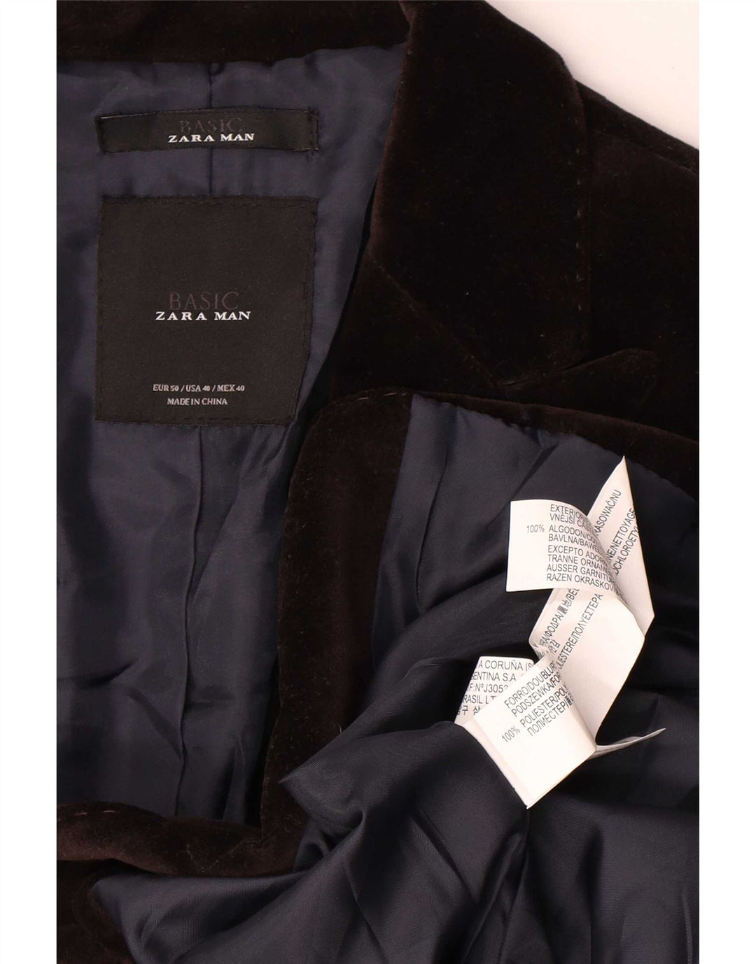 Zara Ανδρικό βελούδινο μπλέιζερ τζάκετ EU 50 μεσαίο καφέ πολυεστέρας