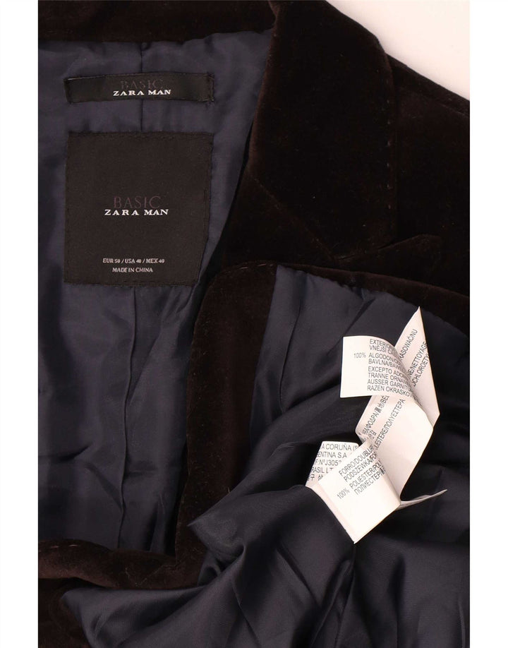 Zara Ανδρικό βελούδινο μπλέιζερ τζάκετ EU 50 μεσαίο καφέ πολυεστέρας