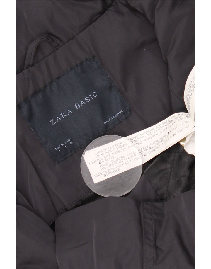 Zara Γυναικείο Utility Jacket UK 14 Large Navy Blue Polyester