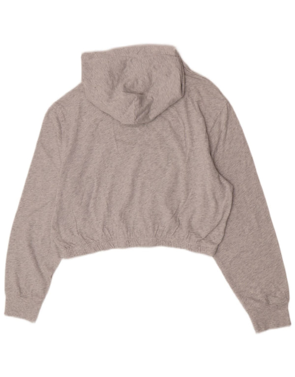 Tommy Hilfiger Γυναικείο Crop Graphic Hoodie Jumper UK 14 Medium Grey Flecked