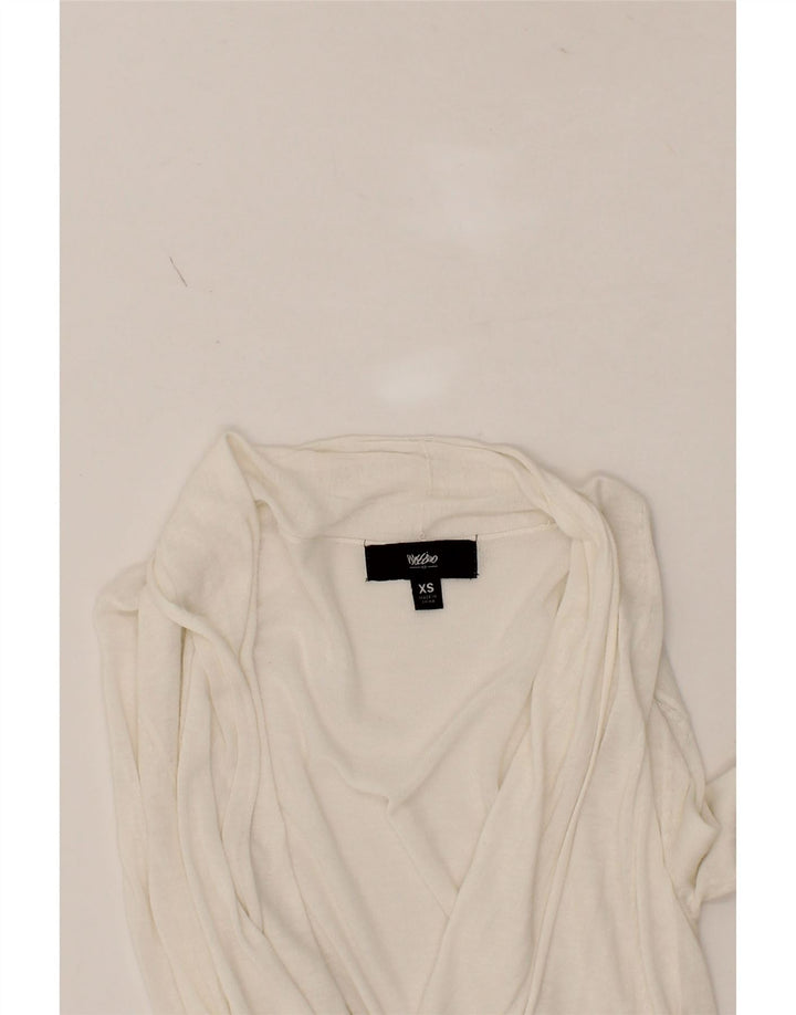 MOSSIMO Womens Longline Open Cardigan Sweater UK 6 XS White Rayon Vintage Mossimo and Second-Hand Mossimo from Messina Hembry 