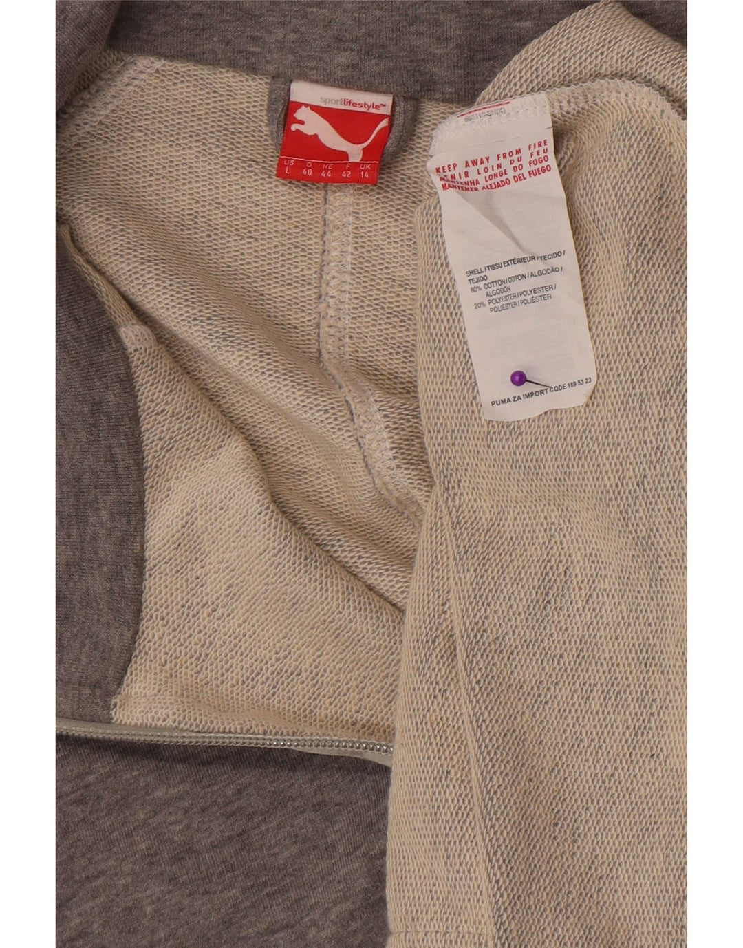 Puma γυναικεία κοντομάνικη φόρμα υπερμεγέθη Top Jacket UK 14 Large Grey