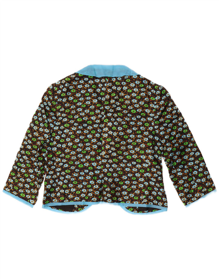 VINTAGE Γυναικείο μανίκι 2 τεμαχίων UK 14 μεσαίο μαύρο φλοράλ