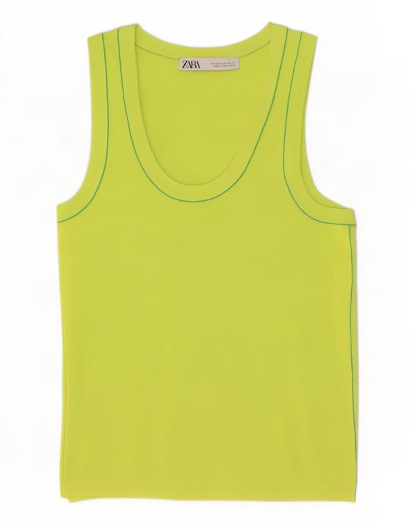 Zara Γυναικείο Crop Vest Top UK 4 XS Green Viscose
