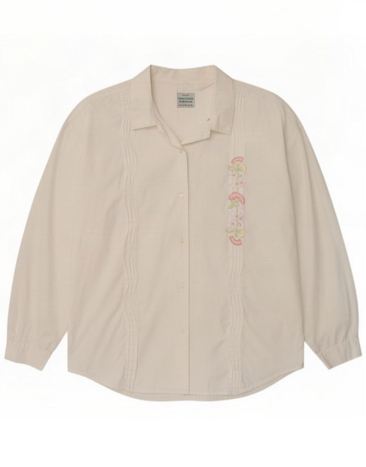 Benetton Womens Shirt UK 14 Medium White Floral