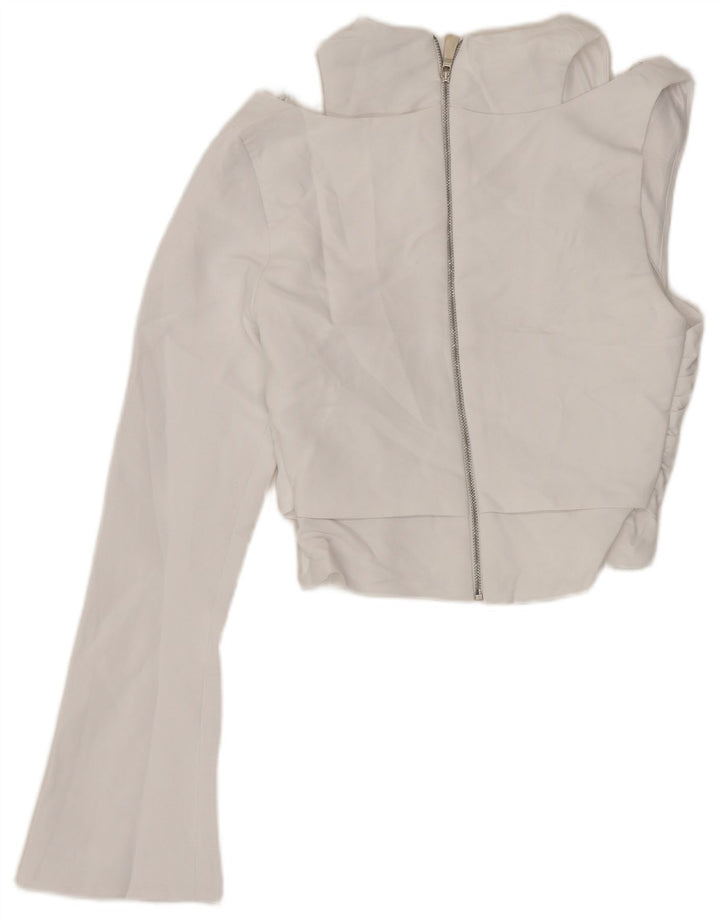 Zara Womens Crop One Shoulder Top UK 4 XS White Polyester