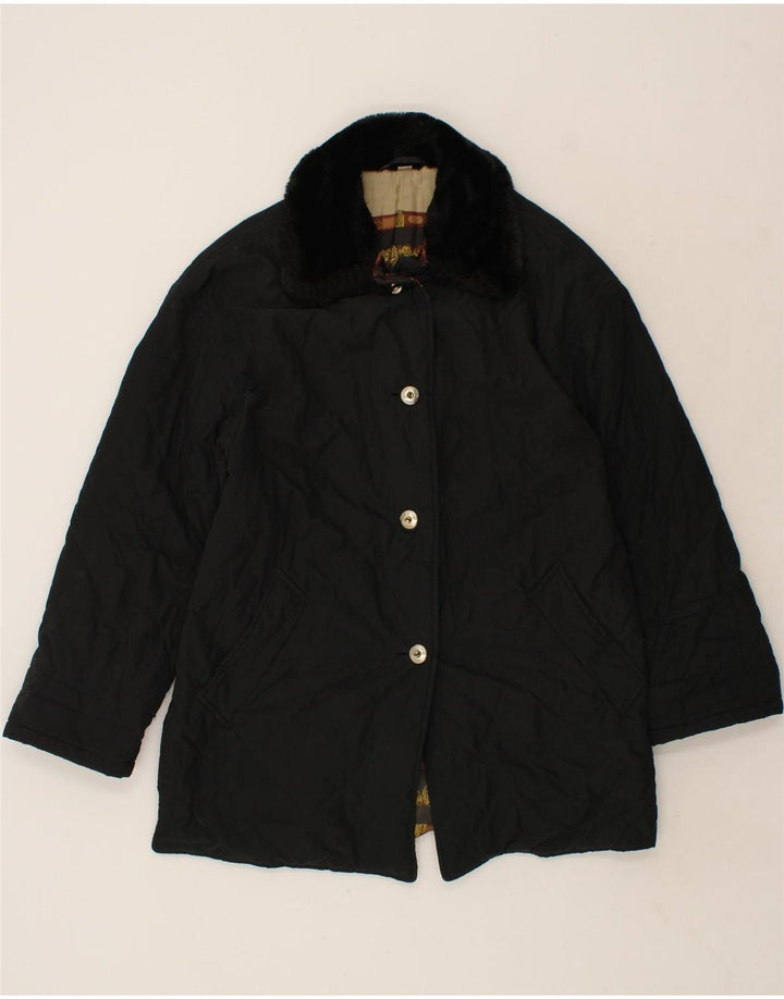 VINTAGE Womens Overcoat UK 8 Small  Black Polyester Vintage Vintage and Second-Hand Vintage from Messina Hembry 