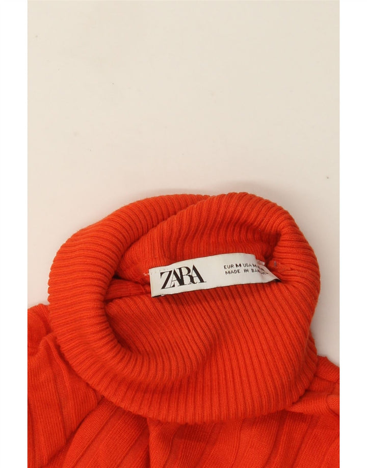 Zara Γυναικείο πουλόβερ με ρολό λαιμόκοψη UK 12 Medium Orange