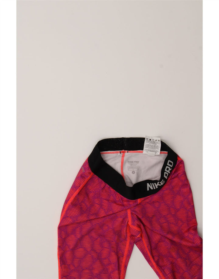 NIKE Girls Abstract Pattern Leggings 8-9 Years Small Red Polyester Vintage Nike and Second-Hand Nike from Messina Hembry 