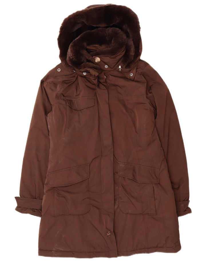 Woolrich Γυναικείο μπουφάν Parka με κουκούλα UK 14 Μεσαίο καφέ πολυεστέρας