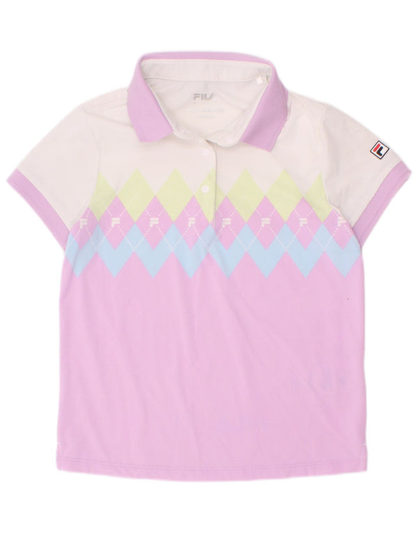 Fila Girls Graphic Polo 6-7 Years Purple Argyle/Diamond Nylon