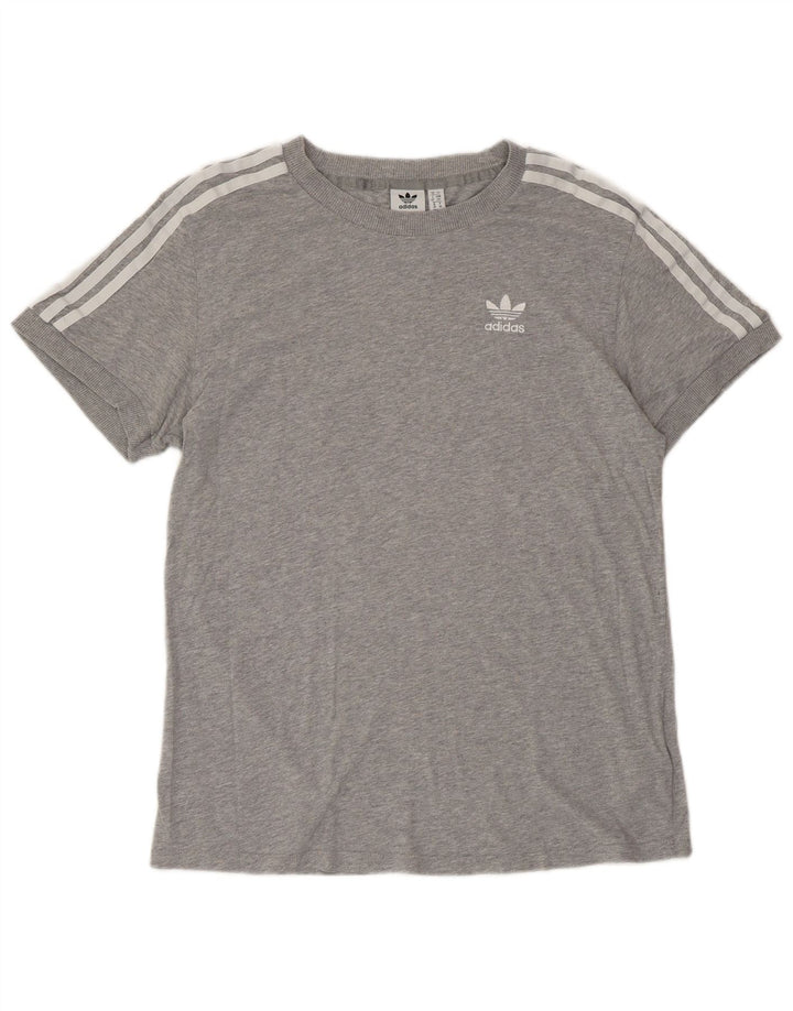 Γυναικείο μπλουζάκι υπερμεγέθη ADIDAS Top UK 10 μικρό γκρι βαμβακερό