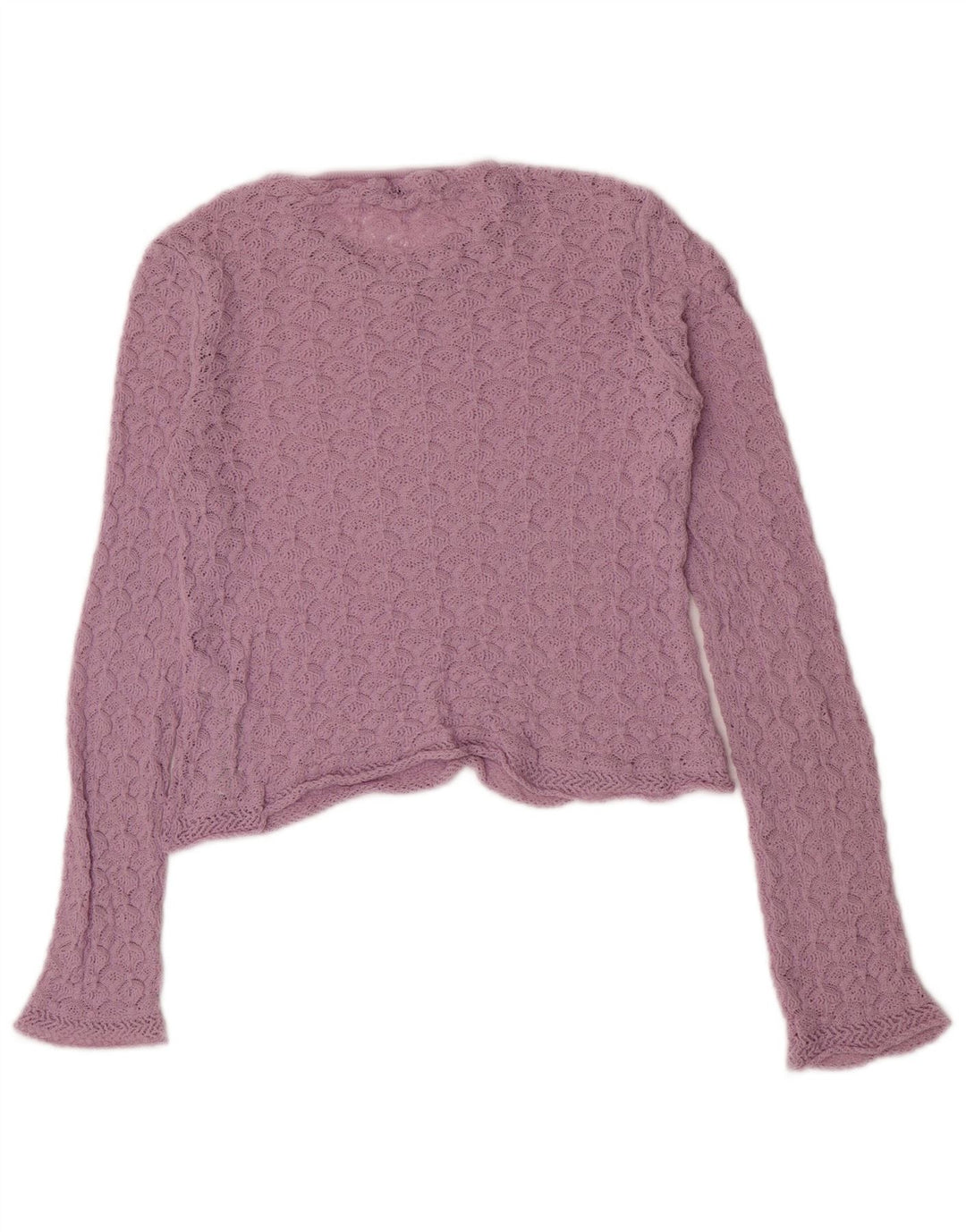 Zara Γυναικείο Crop Top Μακρυμάνικο UK 10 Small Purple Polyamide
