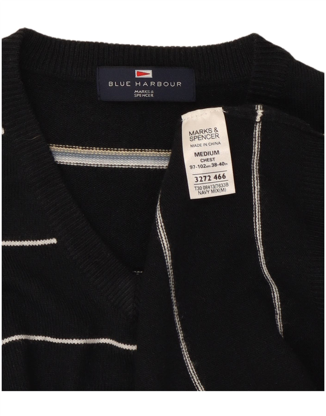 Ανδρικό πουλόβερ Marks & Spencer Μπλε Harbor με V-Neck Jumper Medium Navy Blue