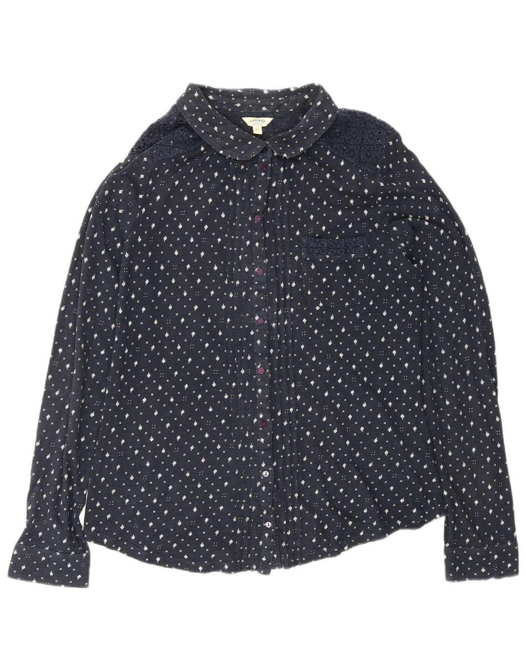 FAT FACE Γυναικείο πουκάμισο Μπλούζα UK 12 Medium Navy Blue Floral Βαμβακερό