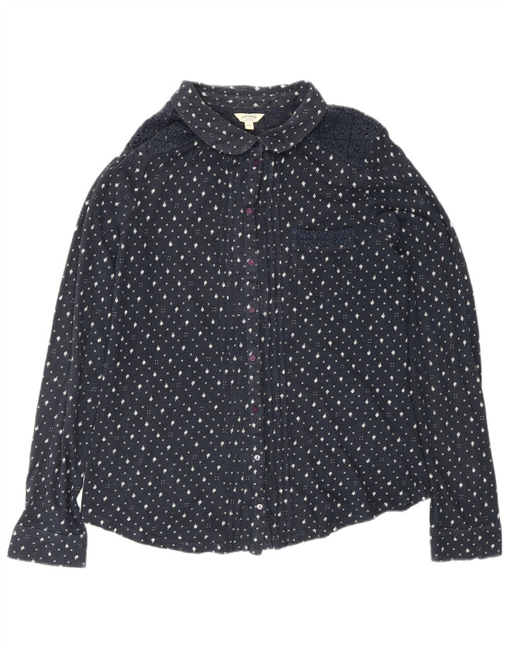 FAT FACE Γυναικείο πουκάμισο Μπλούζα UK 12 Medium Navy Blue Floral Βαμβακερό