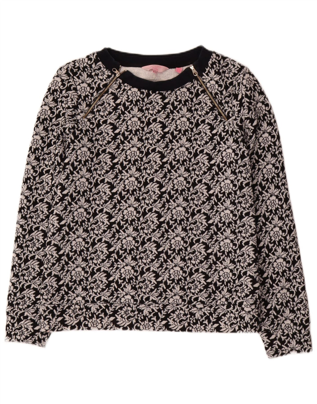 Γυναικείο φούτερ Ted Baker Jumper Size 2 Μικρό μαύρο φλοράλ βαμβακερό