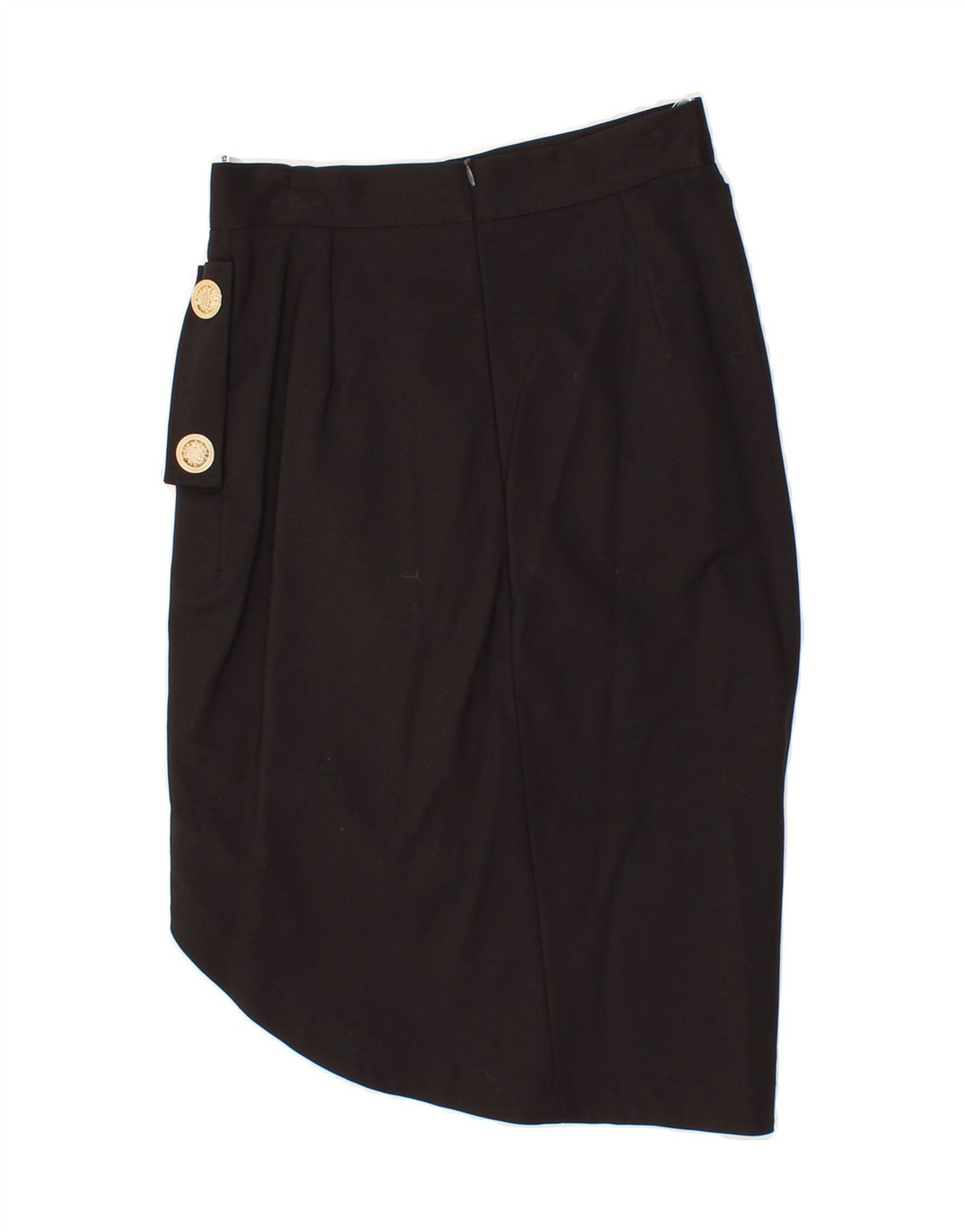 VINTAGE Womens Asymmetrical Skirt IT 40 Small W26  Black Cotton Vintage Vintage and Second-Hand Vintage from Messina Hembry 