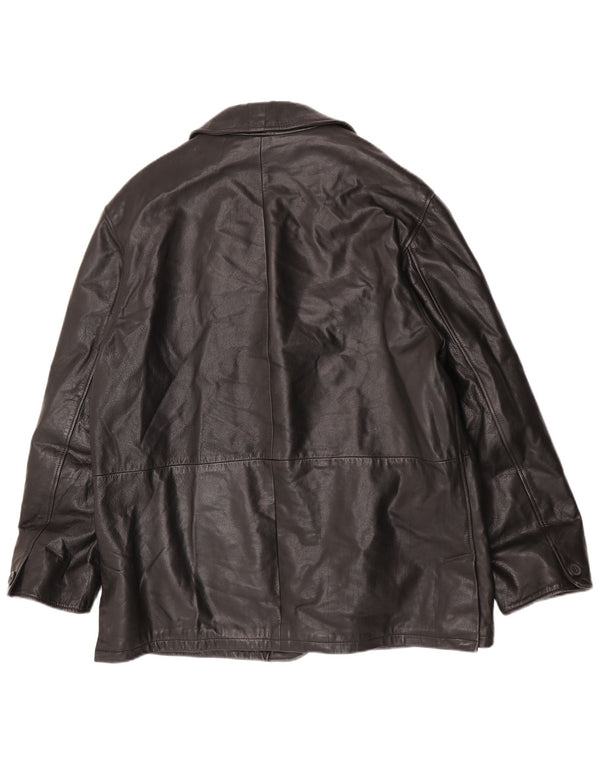 Vintage Mens Leather Jacket IT 52 XL Black Leather