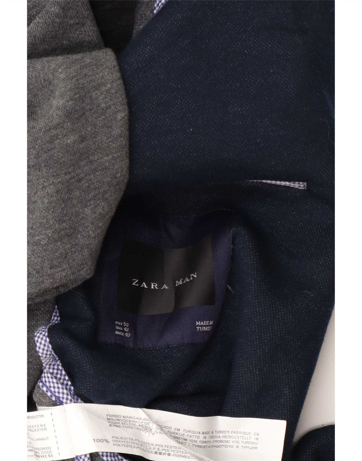 Zara Ανδρικό σακάκι μπλέιζερ με 2 κουμπιά EU 52 Large Navy Blue Polyester
